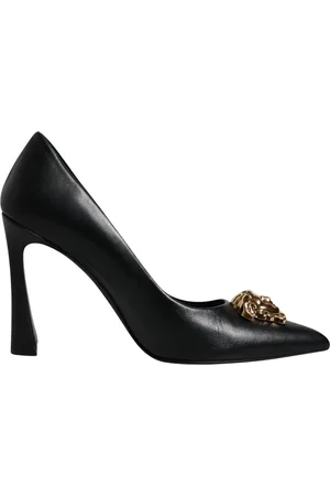 VERSACE Schoenen, Dames, Zwart, 38 EU, Leer, Zwarte leren hoge hakken pumps
