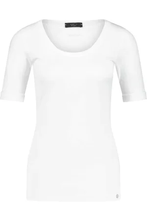 Marc Cain Tops, Dames, Wit, XL, Katoen, Elastisch Katoenen Jersey Shirt