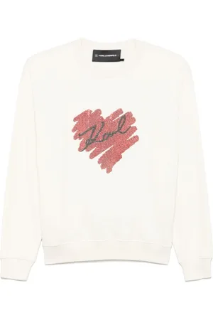 Karl Lagerfeld Sweatshirts & Hoodies, Heren, Wit, S, Harten Sweatshirt