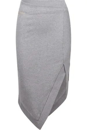 The Attico Rokken, Dames, Grijs, S, Katoen, Mélange Effect Asymmetrische Midi Rok
