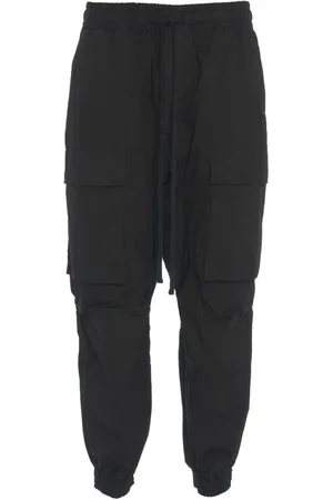 THOM KROM Broeken, Heren, Zwart, L, Zwarte Cargo Broek Lage Kruis Stijl