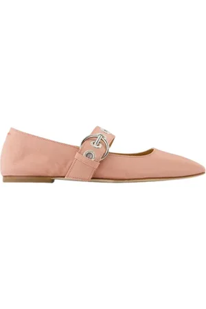 Aeyde Schoenen, Dames, Roze, 37 EU, Satijn, Roze Zijden Eyelet Ballerina