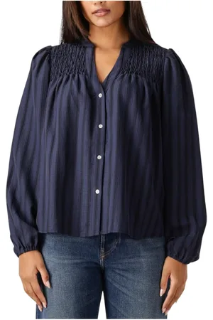 Co`Couture Blouses & Shirts, Dames, Blauw, S, Lulu Smock V-shirt Blouse