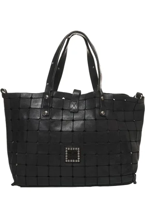 Campomaggi Tassen, Dames, Zwart, ONE Size, Zwarte Leren Shopper met Stud Details