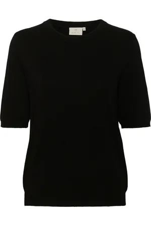 Kaffe Truien, Dames, Zwart, S, Nylon, Korte Mouw Gebreide Trui 10507320 Zwart Diep