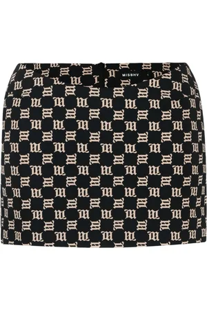 MISBHV Rokken, Dames, Veelkleurig, M, Monogram Mini Rok Zwart/Beige
