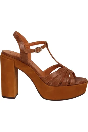 Chie Mihara Schoenen, Dames, Bruin, 39 1/2 EU, Leer, Junni Sandalen met Hoge Blokhak