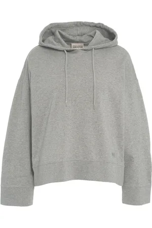 SEMICOUTURE Sweatshirts & Hoodies, Dames, Grijs, S, Katoen, Grijze hoodie met zijsplitten