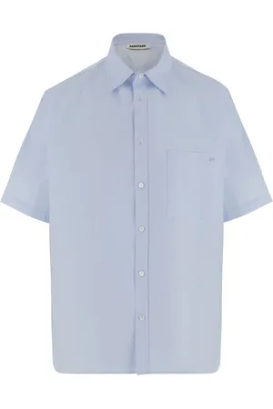 DARKPARK Overhemden, Heren, Blauw, M, Katoen, Casual Popeline Overhemd