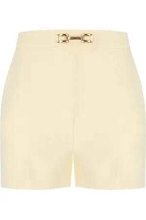 Elisabetta Franchi Korte broeken, Dames, Geel, XS, Polyester, Lemonade Horsebit Shorts