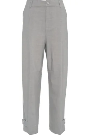 SEMICOUTURE Broeken, Dames, Grijs, S, Wol, Grijze Wijde Pijp Wolmix Broek