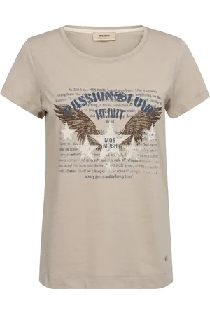 Mos Mosh Tops, Dames, , S, Katoen, Retro Tee met Sterren en Vleugels