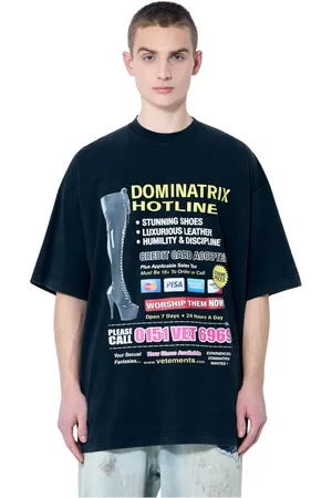 Vetements Tops, Heren, Zwart, S, Katoen, Grafische Print Oversized T-shirt Katoenen Jersey