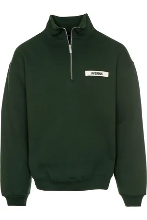 Jacquemus Sweatshirts & Hoodies, Heren, Groen, L, Katoen, Gros Grain Half-Zip Sweatshirt