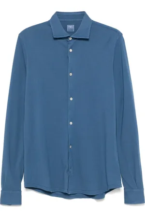 FEDELI Overhemden, Heren, Blauw, 3Xl, Katoen, Italiaans Katoenen Overhemd
