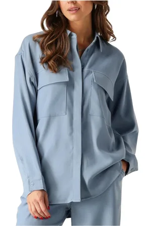Minus Blouses & Shirts, Dames, Blauw, L, Livina Oversized Shirt Blauwe Blouse