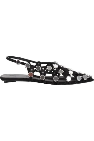 The Attico Schoenen, Dames, Zwart, 40 EU, Leer, Studded Grid Slingback Sandalen