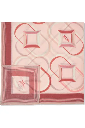 MCM Accessoires, Dames, Roze, ONE Size, Wol, Wollen sjaal met diamantmonogram