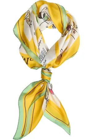 Moschino Accessoires, Dames, Veelkleurig, ONE Size, Chique Gele Zijden Sjaal