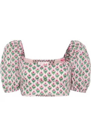 MC2 SAINT BARTH Blouses & Shirts, Dames, Roze, S, Katoen, Bloemen Cropped Kinder Top Roze