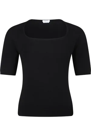 Alexander McQueen Tops, Dames, Zwart, M, Zwarte Vierkante Hals Top Medium Mouwen