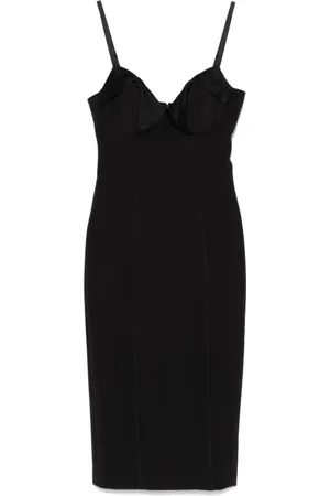 Elisabetta Franchi Kleedjes, Dames, Zwart, S, Polyester, Zwarte midi-jurk met verstelbare bandjes