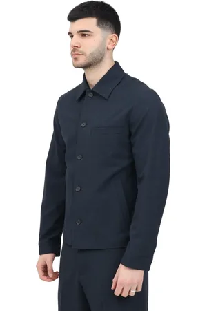 SELECTED Jassen, Heren, Blauw, L, Blauwe Hybride Overhemd Blazer Jas