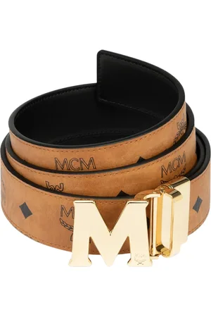 MCM Accessoires, unisex, Bruin, ONE Size, Omkeerbare riem Claus M in Visetos, 3,8 cm