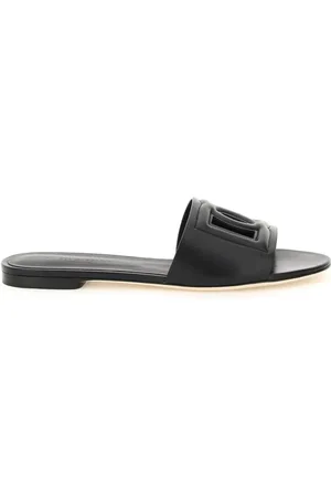 Dolce & Gabbana Schoenen, Dames, Zwart, 36 EU, Stijlvolle Platte Slippers