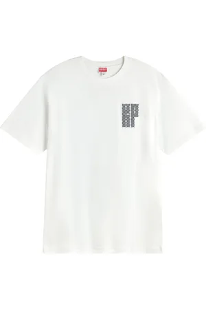 Kenzo Tops, Heren, Wit, L, Artistieke Oversized T-shirt