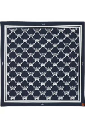 MCM Accessoires, unisex, Blauw, ONE Size, Bandana-sjaal met Lauretos-monogram
