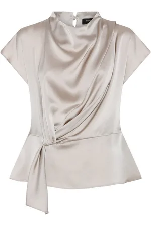 Bruuns Bazaar Blouses & Shirts, Dames, Grijs, S, Polyester, Gedrapeerde Blouse Silver Cloud