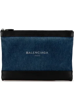 Balenciaga Pre-owned, Dames, Blauw, ONE Size, Leer, Pre-owned Canvas clutches