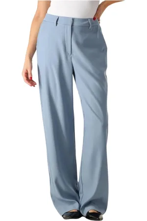 Minus Broeken, Dames, Blauw, XS, Blauwe Straight Leg Broek voor Vrouwen
