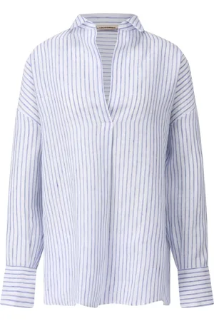 bloomings Blouses & Shirts, Dames, Blauw, S, Linnen, Gestreepte Oversized Linnen Blouse Nizza