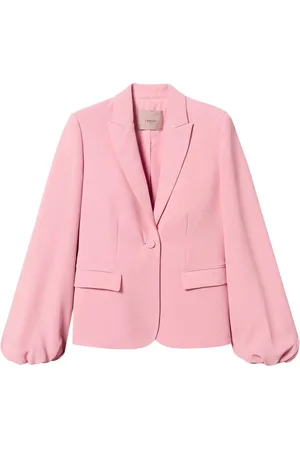 Twin-Set Jassen, Dames, Roze, XS, Roze Jas met Voorknoopsluiting