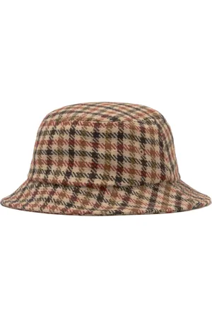 Universal Works Accessoires, Dames, Bruin, M, Wol, Chunky Houndstooth Wollen Hoed