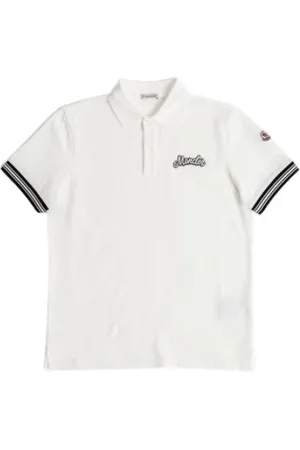 Moncler Tops, Heren, Wit, L, Katoen, Wit Geborduurd Poloshirt