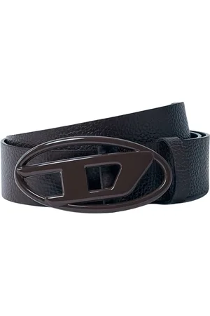 Diesel Accessoires, Heren, Bruin, 90 CM, Leer, Leren riem met mat D-gesp
