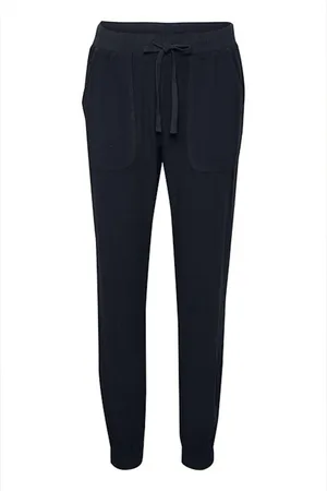 Kaffe Broeken, Dames, Blauw, 2Xl, Katoen, Midnight Marine Kanaya Broek