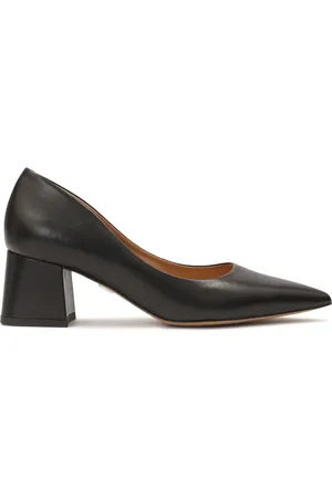 Kazar Schoenen, Dames, Zwart, 38 EU, Leer, Zwarte pumps met een lage hoge brede hak