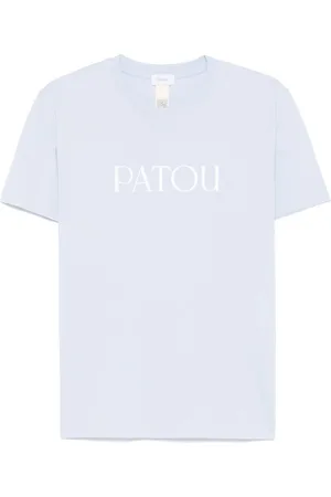 Patou Tops, Dames, Blauw, M, Blauw Logo Print Crew Neck T-shirt