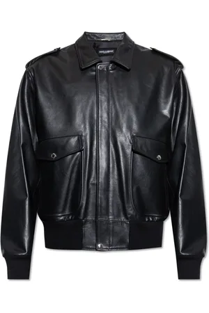Dolce & Gabbana Jassen, Heren, Zwart, XL, Leer, Leren jas
