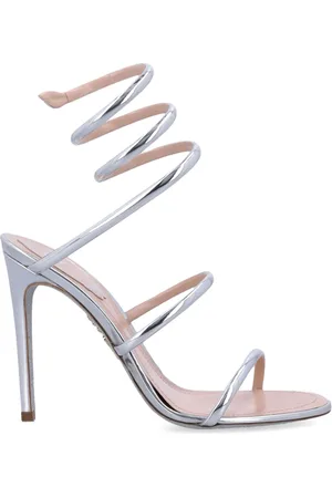 RENE CAOVILLA Schoenen, Dames, Grijs, 36 EU, Leer, Zilveren Gesloten Teen Stiletto Sandaal