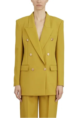 Elisabetta Franchi Jassen, Dames, Geel, S, Wol, Wollen Blazer Jas