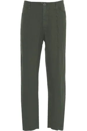 TRANSIT Broeken, Heren, Groen, M, Linnen, Groene Linnen Wijde Pijp Broek