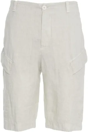 TRANSIT Korte broeken, Heren, Grijs, M, Linnen, Stijlvolle Grijze Linnen Cargoshorts