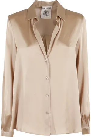 SEMICOUTURE Blouses & Shirts, Dames, Bruin, M, Stijlvolle AVA Jurk