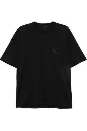 Giorgio Armani Tops, Heren, Zwart, XL, Zwarte T-shirt voor mannen