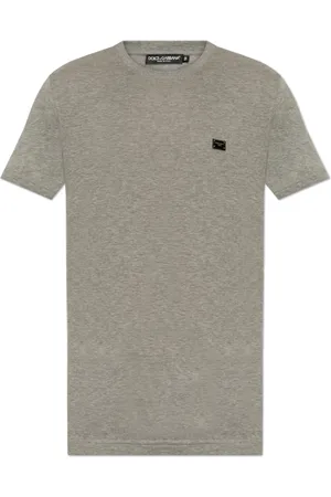 Dolce & Gabbana Tops, Heren, Grijs, S, Katoen, T-shirt met logo